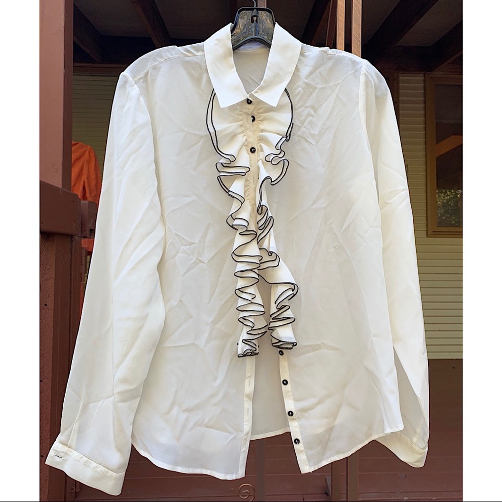 ANNE FONTAINE white ruffle button down